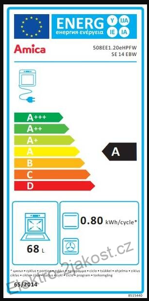 Amica SE 14 EBW elektrický sporák 50 cm, trouba 68 l