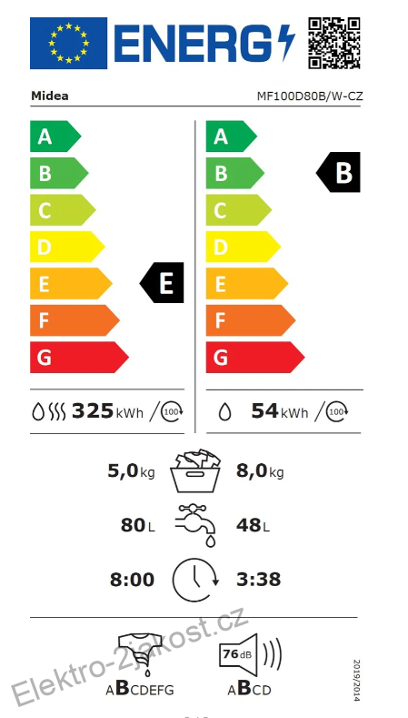 Midea MF100D80B/W-CZ pračka se sušičkou 8/5 kg