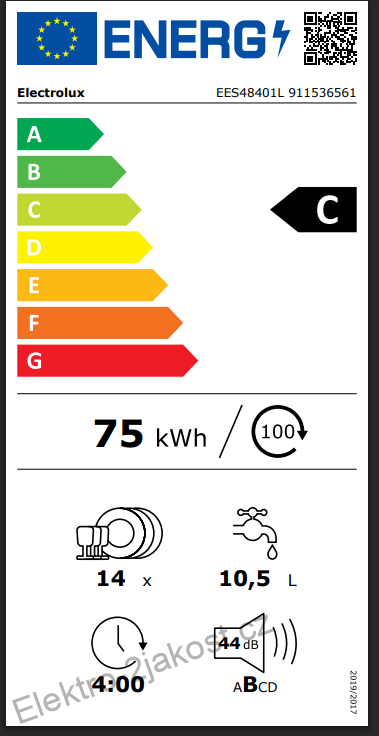 Electrolux EES48401L vestavná myčka 60 cm, 14 sad
