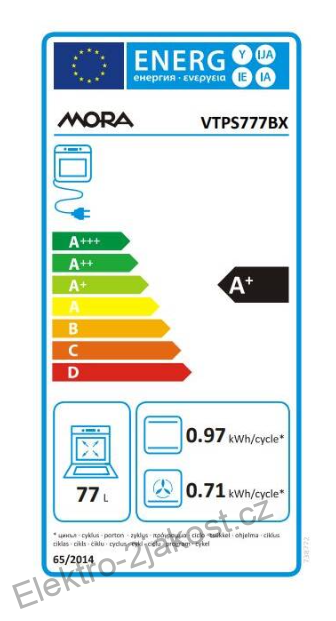 MORA VTPS 777 BX vestavná pyrolytická trouba s párou, 77 l
